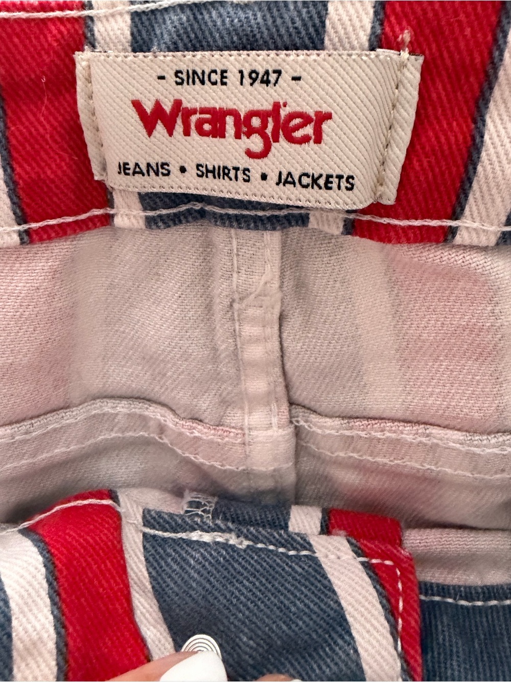 Wrangler Red, Navy & White Striped Jeans - Picture 6 of 10